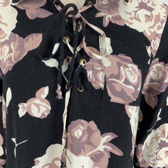 Mud pie Small Floral Long Sleeve Shirt Dress Roses - Picture 4 of 6